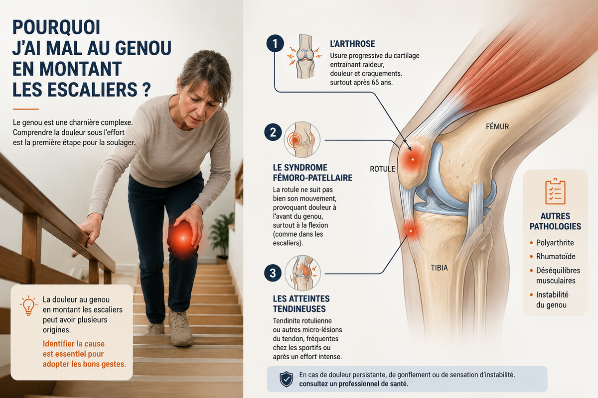 Douleur au genou dans les escaliers : causes et solutions
