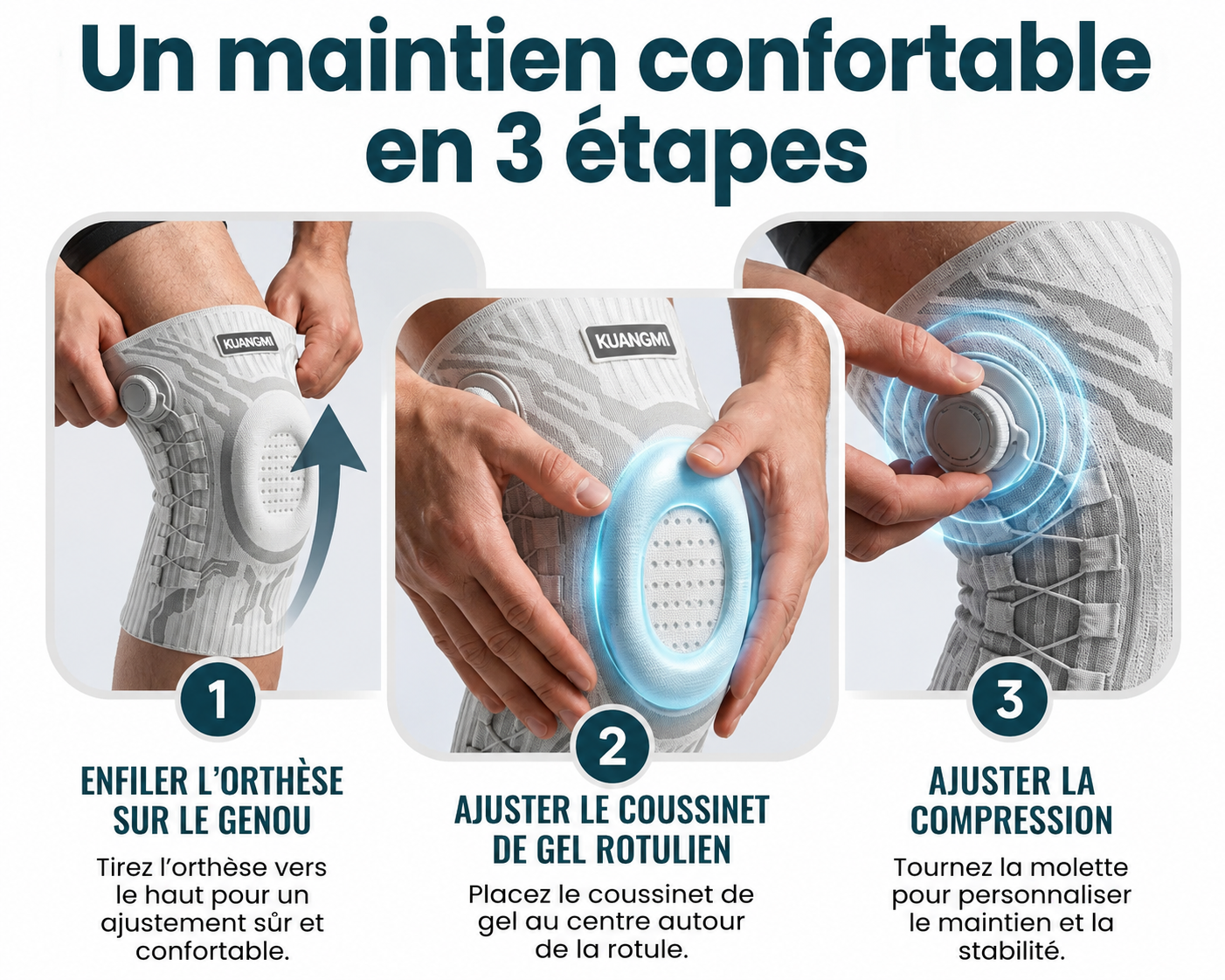 Genouillère Kuangmi® Nova+ — Maintien réglable pour retrouver confiance dans vos mouvements