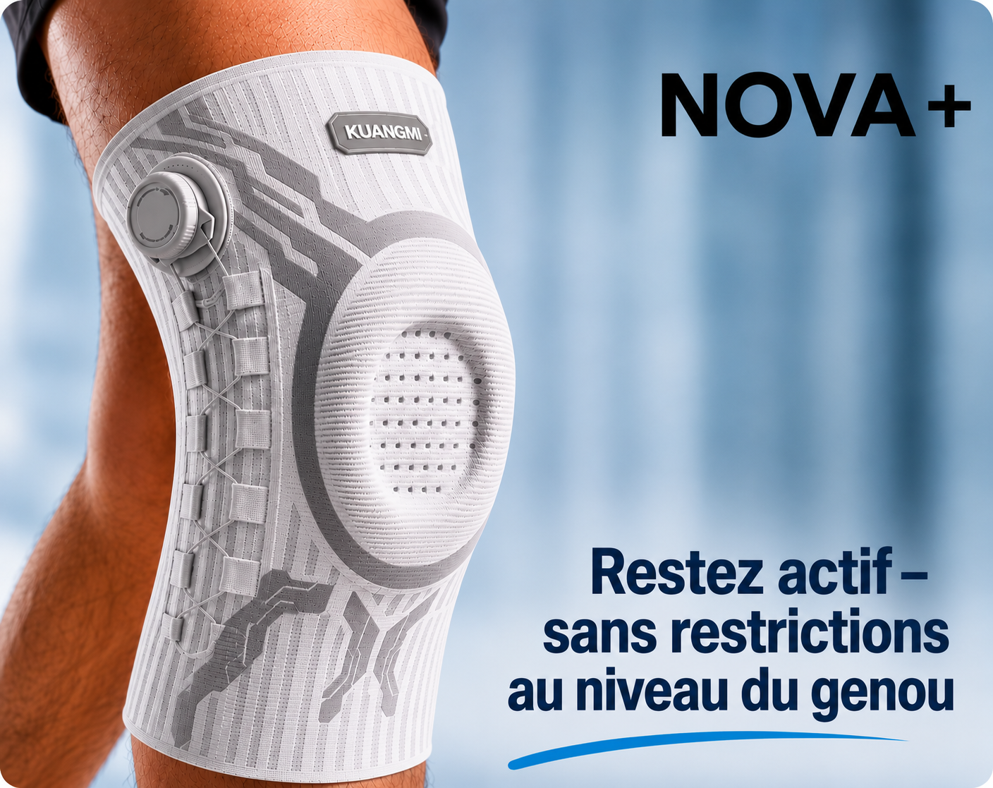 Genouillère Kuangmi® Nova+ — Maintien réglable pour retrouver confiance dans vos mouvements