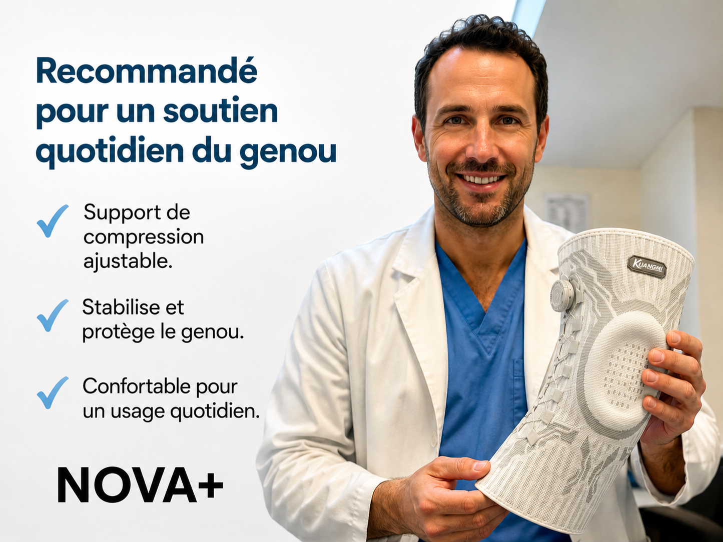 Genouillère Kuangmi® Nova+ — Maintien réglable pour retrouver confiance dans vos mouvements