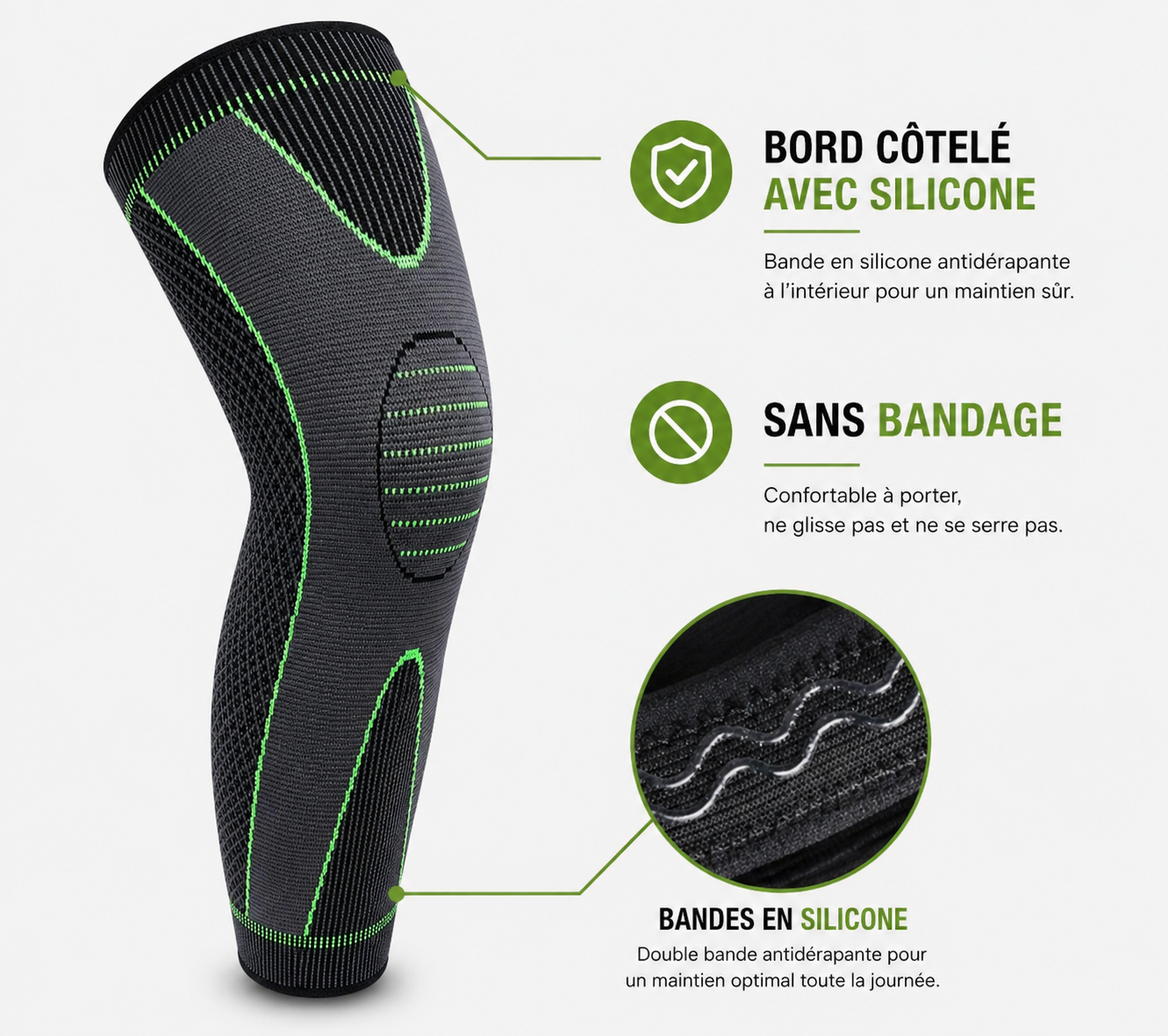 Manchon de Compression Jambe Complète Nova+ — Cuisse, Genou & Mollet