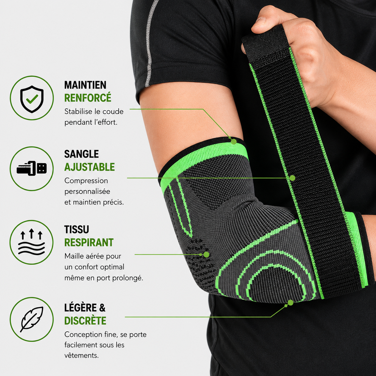 Coudière de Protection Sport – Maintien Coude avec Sangle