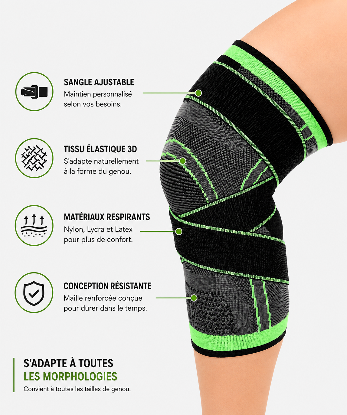 Genouillère Sport 3D – Maintien & Compression Genou