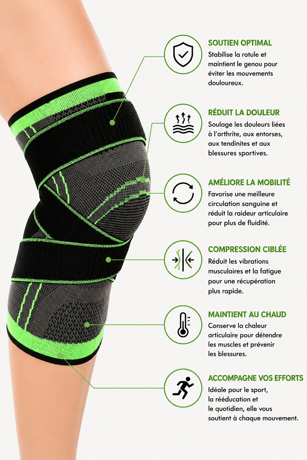 Genouillère Sport 3D – Maintien & Compression Genou