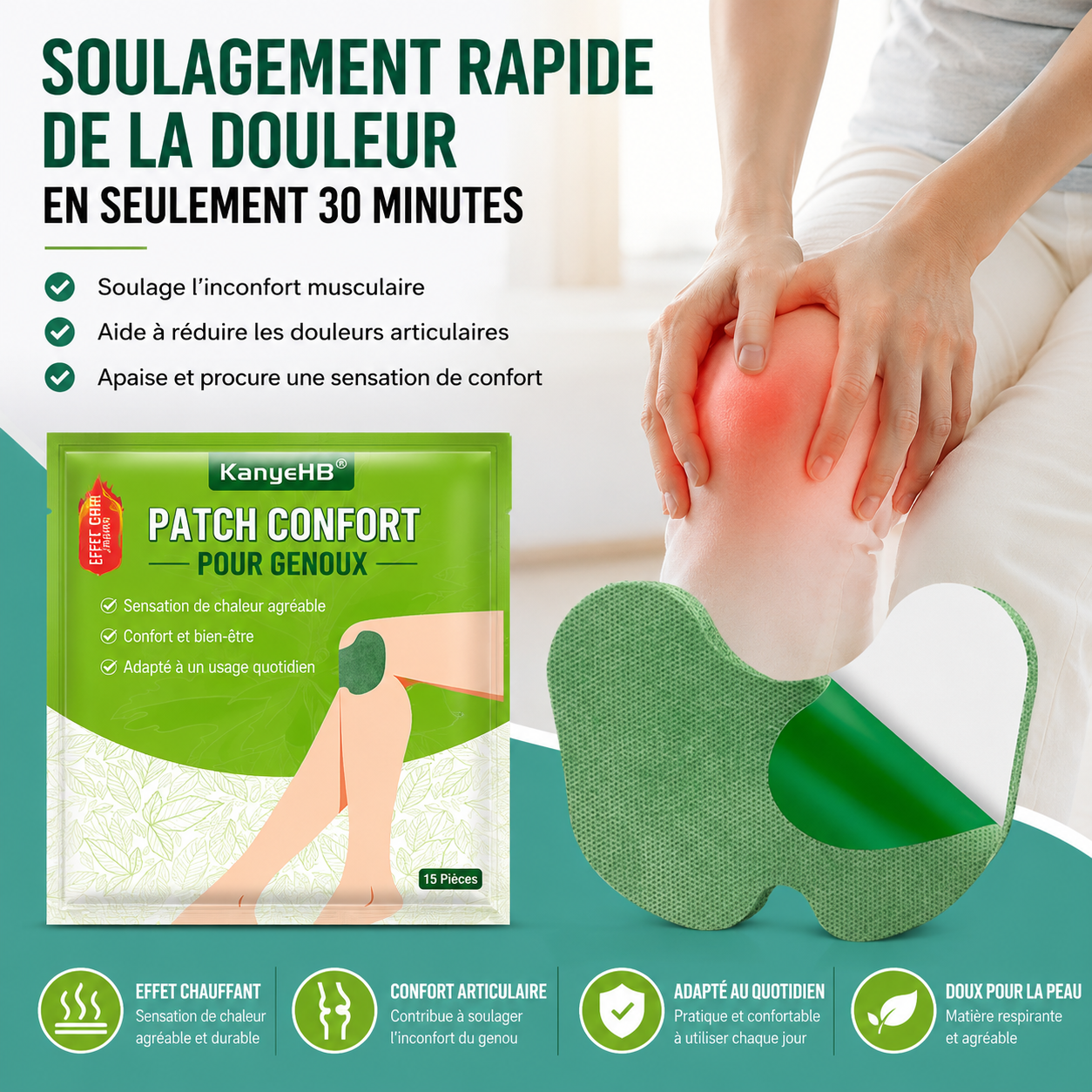 Patch Antidouleur Genou Nova+ — Soulagement Ciblé
