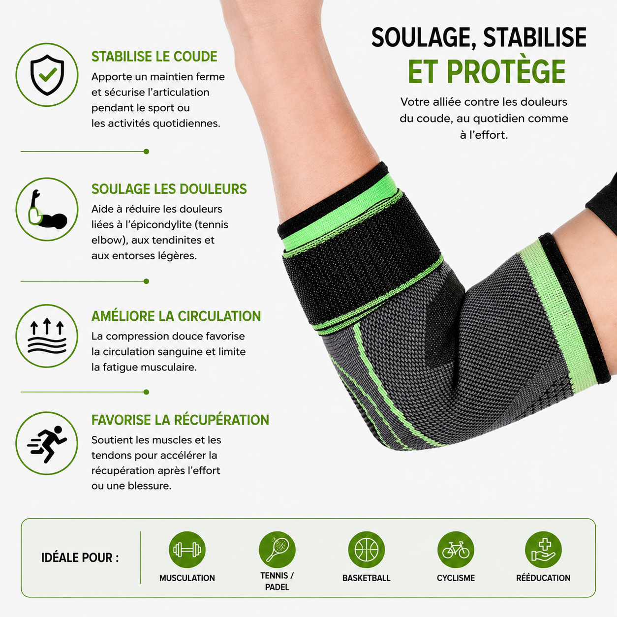 Coudière de Protection Sport – Maintien Coude avec Sangle