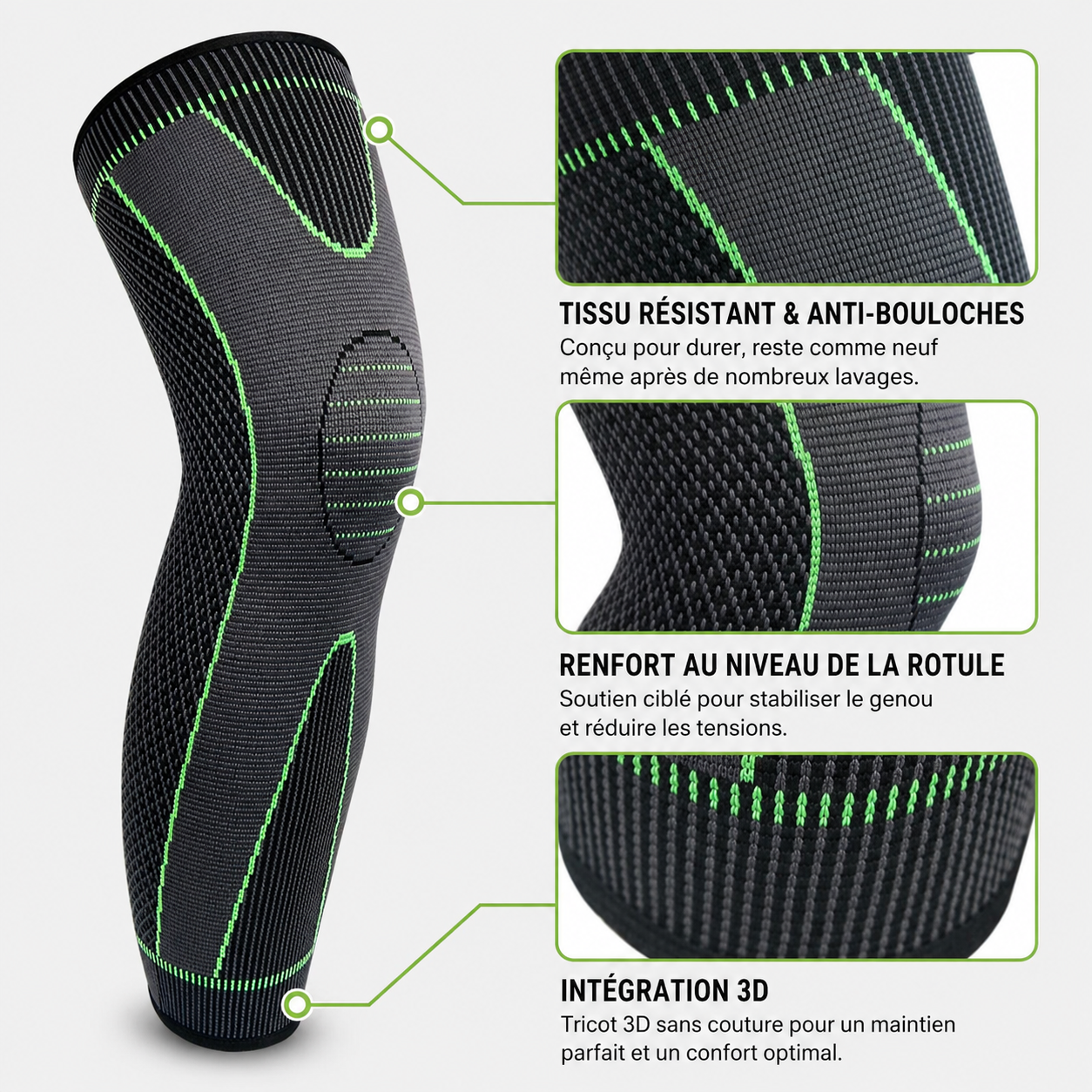 Manchon de Compression Jambe Complète Nova+ — Cuisse, Genou & Mollet